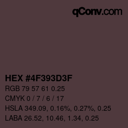 颜色代码: HEX #4F393D3F | qconv.com