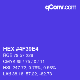 カラーコード: HEX #4F39E4 | qconv.com