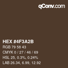 Color code: HEX #4F3A2B | qconv.com