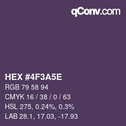 Color code: HEX #4F3A5E | qconv.com