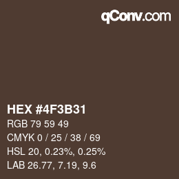 颜色代码: HEX #4F3B31 | qconv.com