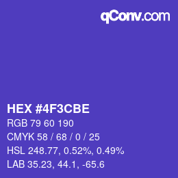 颜色代码: HEX #4F3CBE | qconv.com