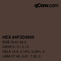 Color code: HEX #4F3D3600 | qconv.com