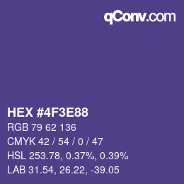 Color code: HEX #4F3E88 | qconv.com