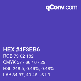 カラーコード: HEX #4F3EB6 | qconv.com