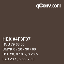 颜色代码: HEX #4F3F37 | qconv.com