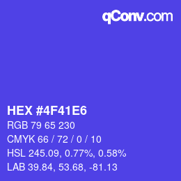 カラーコード: HEX #4F41E6 | qconv.com