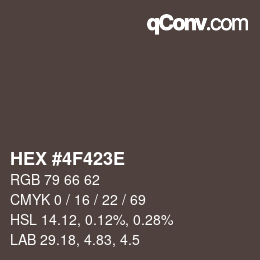 颜色代码: HEX #4F423E | qconv.com
