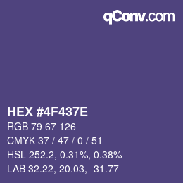 Color code: HEX #4F437E | qconv.com