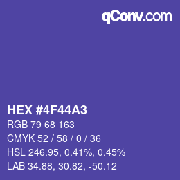 Farbcode: HEX #4F44A3 | qconv.com