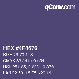 Color code: HEX #4F4676 | qconv.com