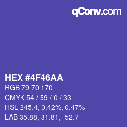 Farbcode: HEX #4F46AA | qconv.com