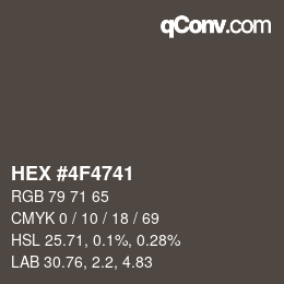 颜色代码: HEX #4F4741 | qconv.com