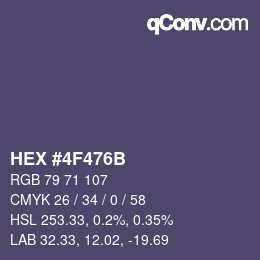 Código de color: HEX #4F476B | qconv.com