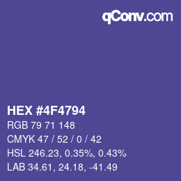 Color code: HEX #4F4794 | qconv.com