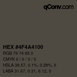 颜色代码: HEX #4F4A4100 | qconv.com