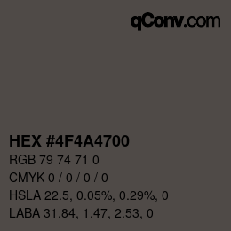 颜色代码: HEX #4F4A4700 | qconv.com