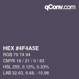 Color code: HEX #4F4A5E | qconv.com