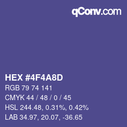 颜色代码: HEX #4F4A8D | qconv.com