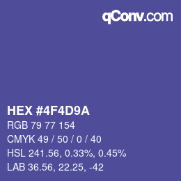 Color code: HEX #4F4D9A | qconv.com