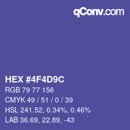 Color code: HEX #4F4D9C | qconv.com