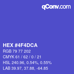 Color code: HEX #4F4DCA | qconv.com