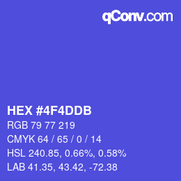 颜色代码: HEX #4F4DDB | qconv.com