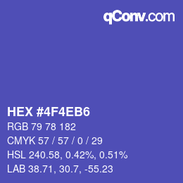 Color code: HEX #4F4EB6 | qconv.com
