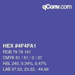 Code couleur: HEX #4F4FA1 | qconv.com