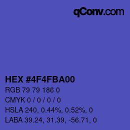 Farbcode: HEX #4F4FBA00 | qconv.com