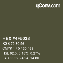 カラーコード: HEX #4F5038 | qconv.com