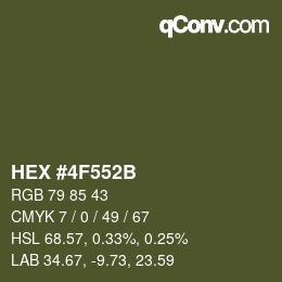 Farbcode: HEX #4F552B | qconv.com
