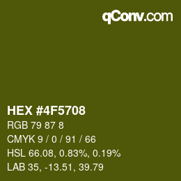 Farbcode: HEX #4F5708 | qconv.com