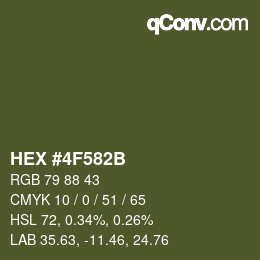 Color code: HEX #4F582B | qconv.com