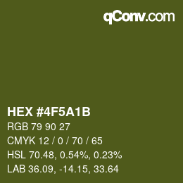 Color code: HEX #4F5A1B | qconv.com