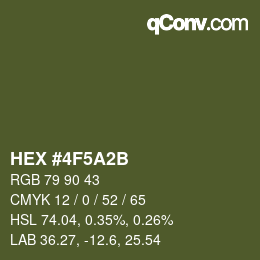 颜色代码: HEX #4F5A2B | qconv.com