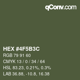 Color code: HEX #4F5B3C | qconv.com