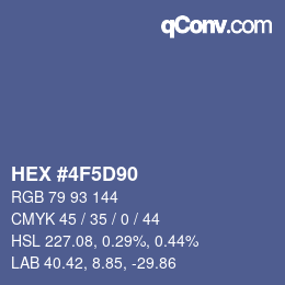 カラーコード: HEX #4F5D90 | qconv.com