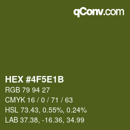 Color code: HEX #4F5E1B | qconv.com