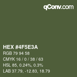 Color code: HEX #4F5E3A | qconv.com