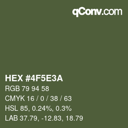 カラーコード: HEX #4F5E3A | qconv.com