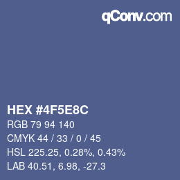 カラーコード: HEX #4F5E8C | qconv.com