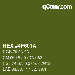 Farbcode: HEX #4F601A | qconv.com