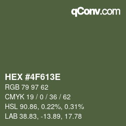 Color code: HEX #4F613E | qconv.com