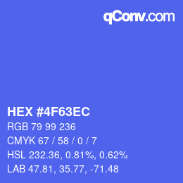 カラーコード: HEX #4F63EC | qconv.com