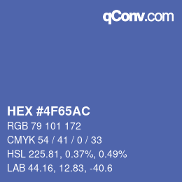 Color code: HEX #4F65AC | qconv.com