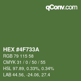 Color code: HEX #4F733A | qconv.com