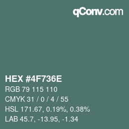 Color code: HEX #4F736E | qconv.com
