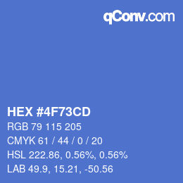 カラーコード: HEX #4F73CD | qconv.com