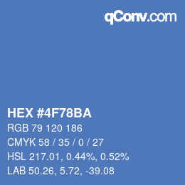 Color code: HEX #4F78BA | qconv.com